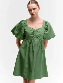 GATE Bawełniana sukienka z bufiastymi rękawami| Kategorie·Sukienki