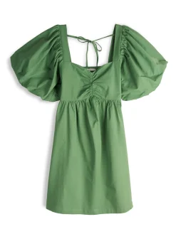 GATE Bawełniana sukienka z bufiastymi rękawami| Kategorie·Sukienki