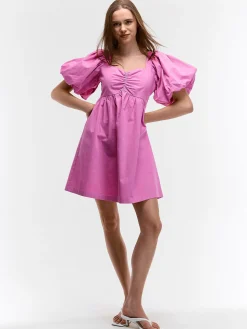 GATE Bawełniana sukienka z bufiastymi rękawami| Kategorie·Sukienki