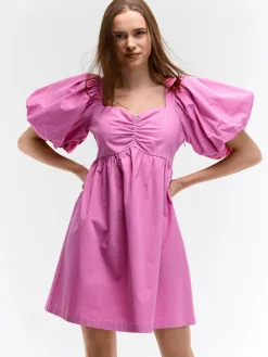 GATE Bawełniana sukienka z bufiastymi rękawami| Kategorie·Sukienki