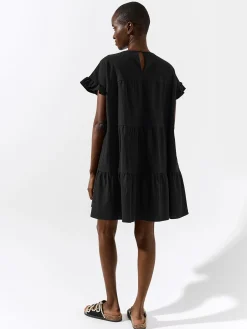 GATE Bawełniana sukienka z marszczonymi rękawami| Kategorie·Sukienki