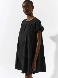 GATE Bawełniana sukienka z marszczonymi rękawami| Kategorie·Sukienki