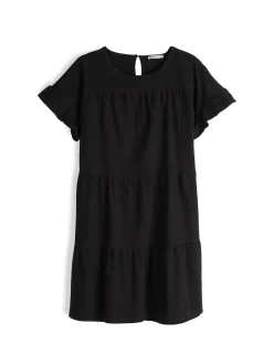 GATE Bawełniana sukienka z marszczonymi rękawami| Kategorie·Sukienki