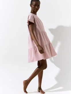 GATE Bawełniana sukienka z marszczonymi rękawami| Kategorie·Sukienki