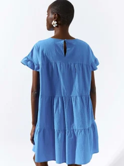 GATE Bawełniana sukienka z marszczonymi rękawami| Kategorie·Sukienki