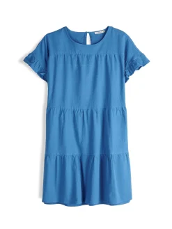 GATE Bawełniana sukienka z marszczonymi rękawami| Kategorie·Sukienki