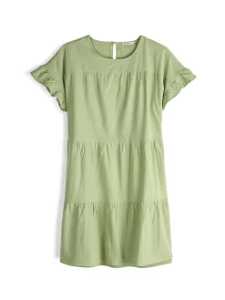 GATE Bawełniana sukienka z marszczonymi rękawami| Kategorie·Sukienki