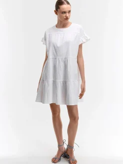 GATE Bawełniana sukienka z marszczonymi rękawami| Kategorie·Sukienki