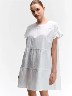 GATE Bawełniana sukienka z marszczonymi rękawami| Kategorie·Sukienki