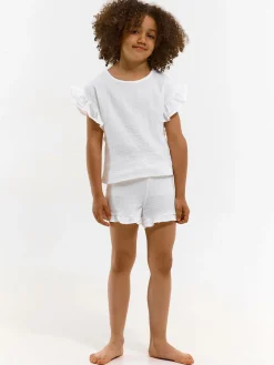 GATE Bawełniane szorty z muślinu z falbanami|Dzieci Dziewczynki·Spodnie I Legginsy|Dziewczynki·Szorty ☀️