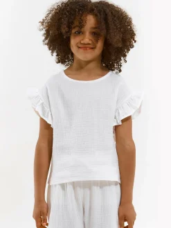 GATE Bawełniany muślinowy top z falbanami|Dzieci Dziewczynki·Koszulki I Topy