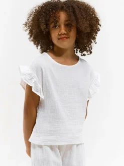 GATE Bawełniany muślinowy top z falbanami|Dzieci Dziewczynki·Koszulki I Topy