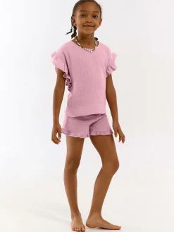 GATE Bawełniany muślinowy top z falbanami|Dzieci Dziewczynki·Koszulki I Topy