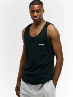 GATE Bawełniany top bez rękawów z wypukłym napisem| Koszulki·Koszulki ☀️|Koszulki·Basic Koszulki I Podkoszulki