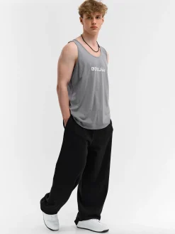 GATE Bawełniany top bez rękawów z wypukłym napisem| Koszulki·Koszulki ☀️|Koszulki·Podkoszulki