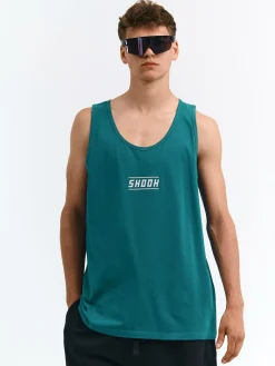 GATE Bawełniany top bez rękawów z wypukłym napisem| Koszulki·Koszulki ☀️|Koszulki·Podkoszulki