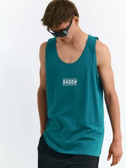 GATE Bawełniany top bez rękawów z wypukłym napisem| Koszulki·Koszulki ☀️|Koszulki·Podkoszulki