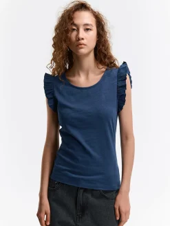 GATE Bawełniany top na ramiączkach z falbanami| Koszulki I Topy·Podkoszulki ☀️|Koszulki I Topy·Koszulki