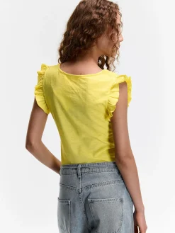 GATE Bawełniany top na ramiączkach z falbanami| Koszulki I Topy·Podkoszulki ☀️