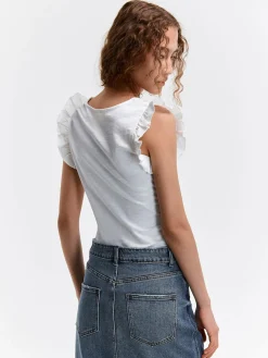 GATE Bawełniany top na ramiączkach z falbanami| Koszulki I Topy·Podkoszulki ☀️