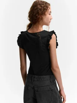 GATE Bawełniany top na ramiączkach z falbanami| Koszulki I Topy·Podkoszulki ☀️