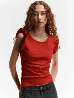 GATE Bawełniany top na ramiączkach z falbanami| Koszulki I Topy·Podkoszulki ☀️|Koszulki I Topy·Koszulki