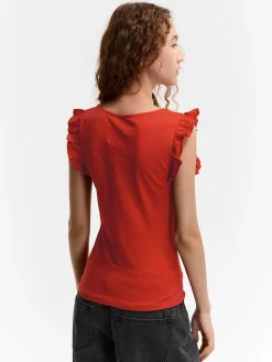 GATE Bawełniany top na ramiączkach z falbanami| Koszulki I Topy·Podkoszulki ☀️|Koszulki I Topy·Koszulki