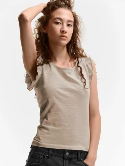 GATE Bawełniany top na ramiączkach z falbanami| Koszulki I Topy·Podkoszulki ☀️|Koszulki I Topy·Koszulki