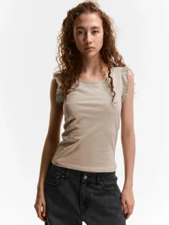 GATE Bawełniany top na ramiączkach z falbanami| Koszulki I Topy·Podkoszulki ☀️|Koszulki I Topy·Koszulki