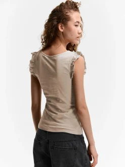 GATE Bawełniany top na ramiączkach z falbanami| Koszulki I Topy·Podkoszulki ☀️|Koszulki I Topy·Koszulki