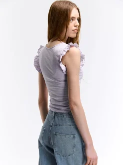 GATE Bawełniany top na ramiączkach z falbanami| Koszulki I Topy·Podkoszulki ☀️