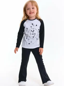 GATE Bawełniany t-shirt dziewczęcy z kontrastowymi rękawami|Dzieci Dziewczynki·Koszulki I Topy