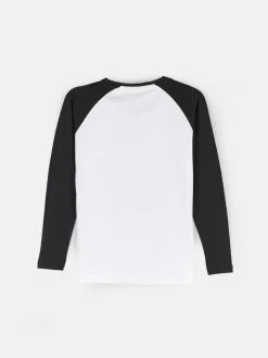 GATE Bawełniany t-shirt dziewczęcy z kontrastowymi rękawami|Dzieci Dziewczynki·Koszulki I Topy