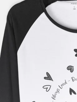 GATE Bawełniany t-shirt dziewczęcy z kontrastowymi rękawami|Dzieci Dziewczynki·Koszulki I Topy