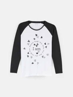 GATE Bawełniany t-shirt dziewczęcy z kontrastowymi rękawami|Dzieci Dziewczynki·Koszulki I Topy