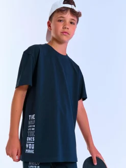 GATE Bawełniany t-shirt oversize z nadrukiem|Dzieci Chłopcy·Koszulki