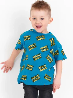 GATE Bawełniany t-shirt oversize z nadrukiem|Dzieci Baby|Chłopcy·Koszulki