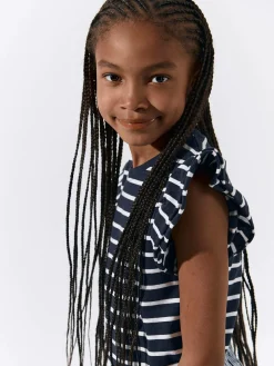 GATE Bawełniany t-shirt w paski z falbankami|Dzieci Dziewczynki·Koszulki I Topy