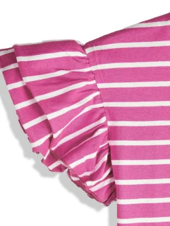 GATE Bawełniany t-shirt w paski z falbankami|Dzieci Dziewczynki·Koszulki I Topy