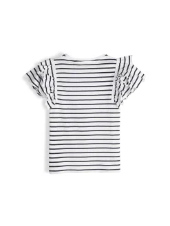 GATE Bawełniany t-shirt w paski z falbankami|Dzieci Dziewczynki·Koszulki I Topy