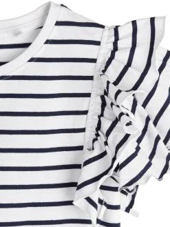 GATE Bawełniany t-shirt w paski z falbankami|Dzieci Dziewczynki·Koszulki I Topy