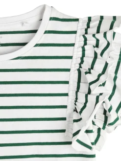 GATE Bawełniany t-shirt w paski z falbankami|Dzieci Dziewczynki·Koszulki I Topy