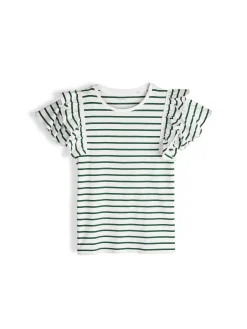 GATE Bawełniany t-shirt w paski z falbankami|Dzieci Dziewczynki·Koszulki I Topy