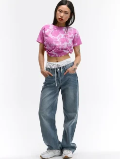 GATE Bawełniany T-shirt z batikowym nadrukiem| Koszulki I Topy·Koszulki|Koszulki I Topy·Crop Top ☀️