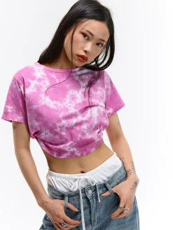 GATE Bawełniany T-shirt z batikowym nadrukiem| Koszulki I Topy·Koszulki|Koszulki I Topy·Crop Top ☀️