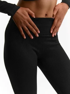 GATE Bezszwowe legginsy w prążki| Spodnie·Legginsy