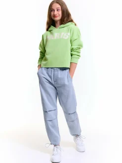 GATE Bluza oversize z błyszczącym napisem|Dzieci Dziewczynki·Bluzki