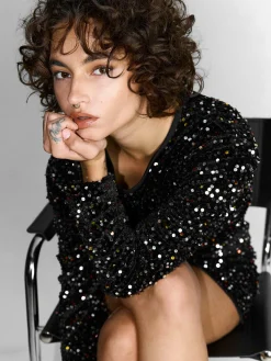 GATE Bluza z cekinami| Swetry I Bluzy·Bluzy|Koszulki I Topy·Topy