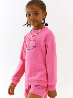 GATE Bluza z nadrukiem kota|Dzieci Dziewczynki·Bluzki