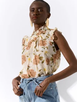 GATE Bluza z nadrukiem kwiatowym| Koszulki I Topy·Topy|Koszulki I Topy·Bluzki